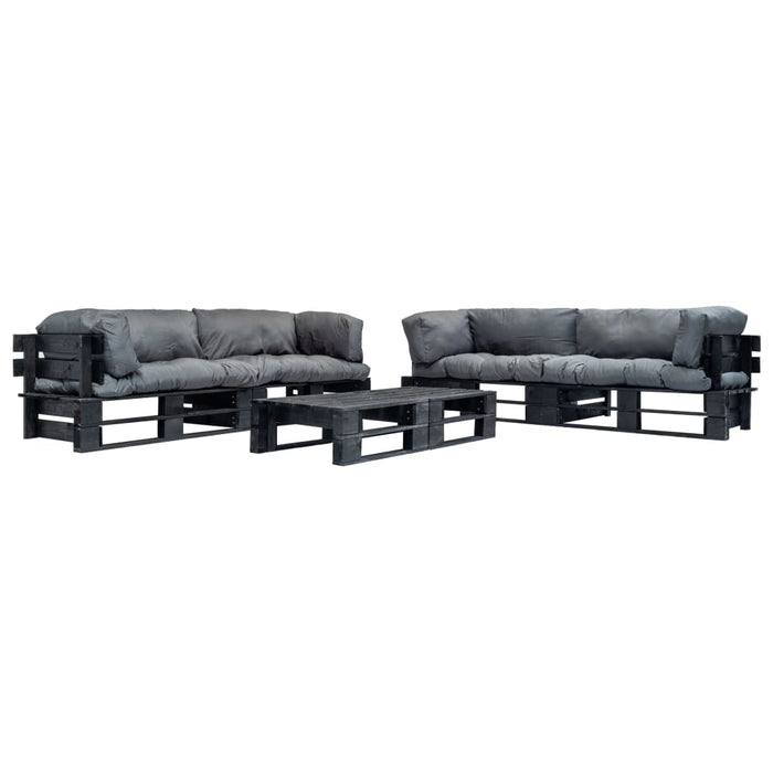 Set mobilier grădină din paleți cu perne gri, 6 piese, lemn WALTI