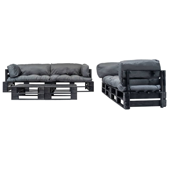 Set mobilier grădină din paleți cu perne gri, 6 piese, lemn WALTI