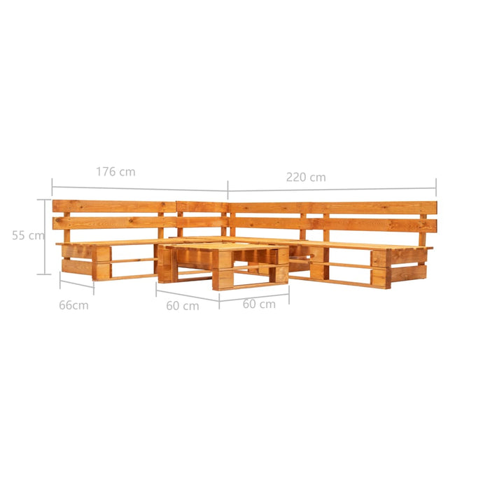 Set mobilier grădină din paleți, 4 piese, maro miere, lemn WALTI