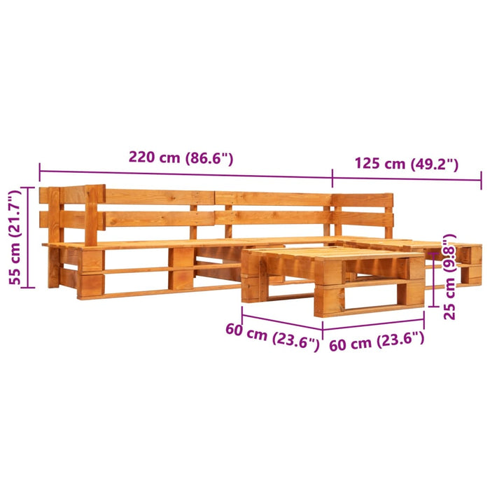 Set mobilier de grădină paleți, 4 piese, maro miere, lemn - WALTI WALTI