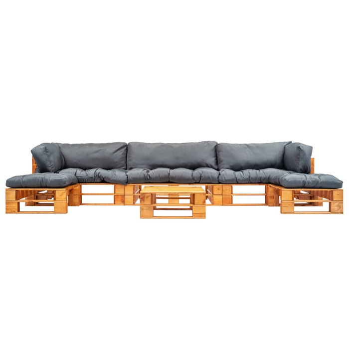 Set mobilier de grădină paleți cu perne gri, 6 piese, lemn - WALTI WALTI
