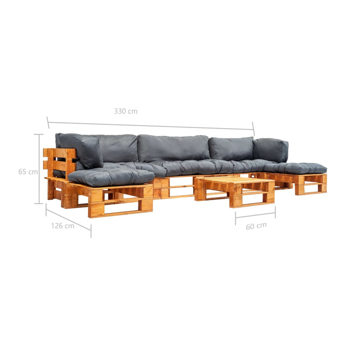 Set mobilier de grădină paleți cu perne gri, 6 piese, lemn - WALTI WALTI