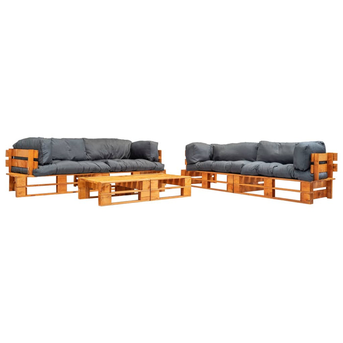 Set mobilier de grădină paleți cu perne gri, 6 piese, lemn WALTI
