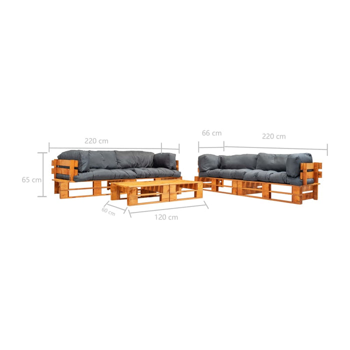 Set mobilier de grădină paleți cu perne gri, 6 piese, lemn WALTI