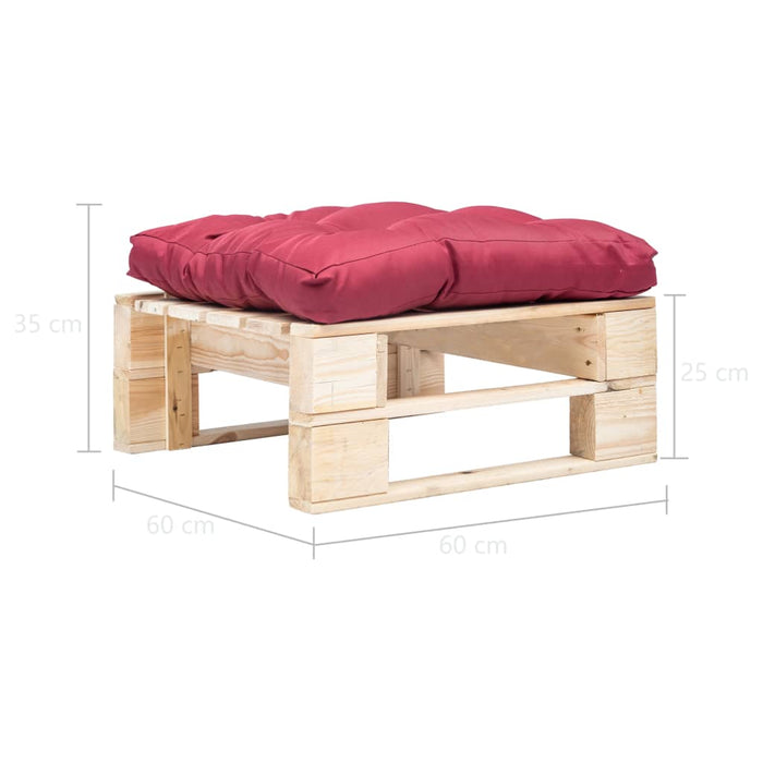 Taburet de grădină din paleți cu pernă roșie, natural, lemn - WALTI WALTI