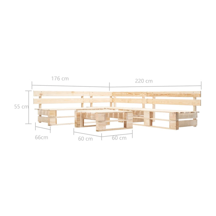 Set mobilier de grădină din paleți, 4 piese, natural, lemn WALTI