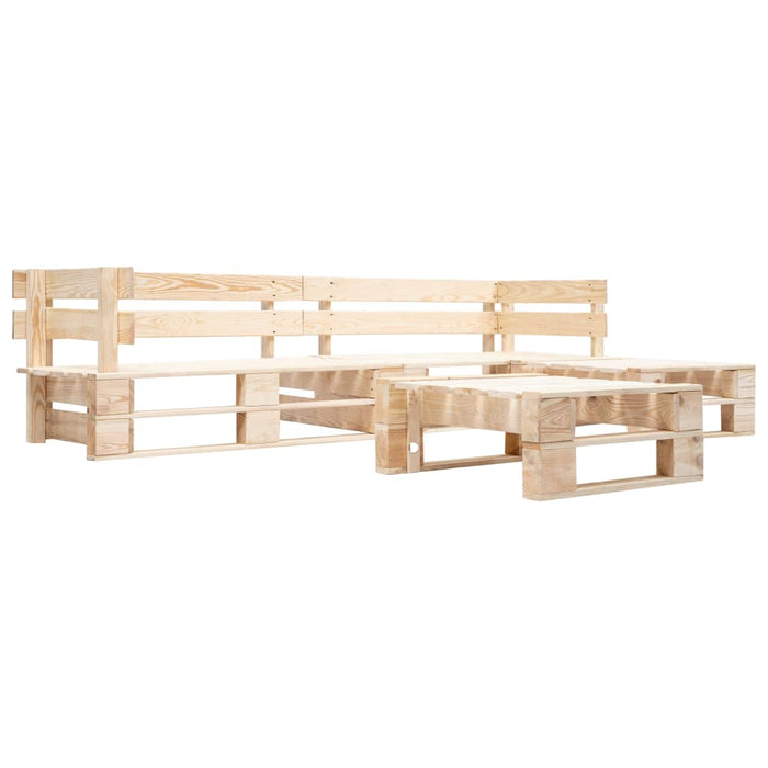 Set mobilier de grădină din paleți, 4 piese, natural, lemn - WALTI WALTI