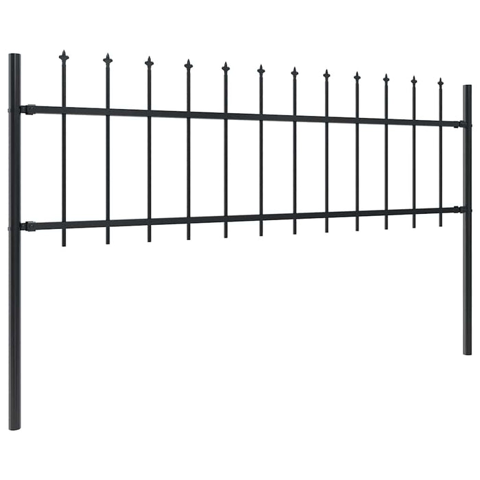 Gard de grădină cu vârf tip suliță din oțel 1070x60 cm negru - WALTI WALTI