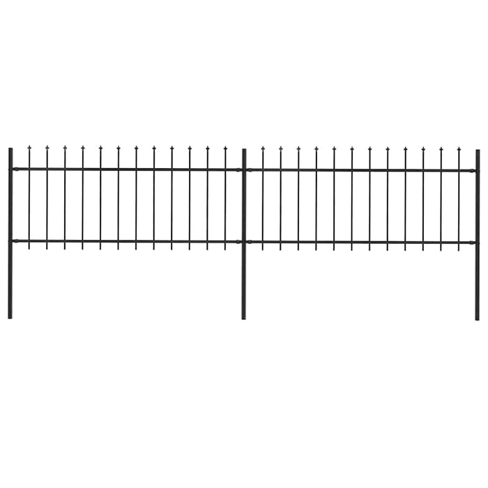 Gard de grădină cu vârf tip suliță din oțel, 359x80 cm, negru - WALTI WALTI