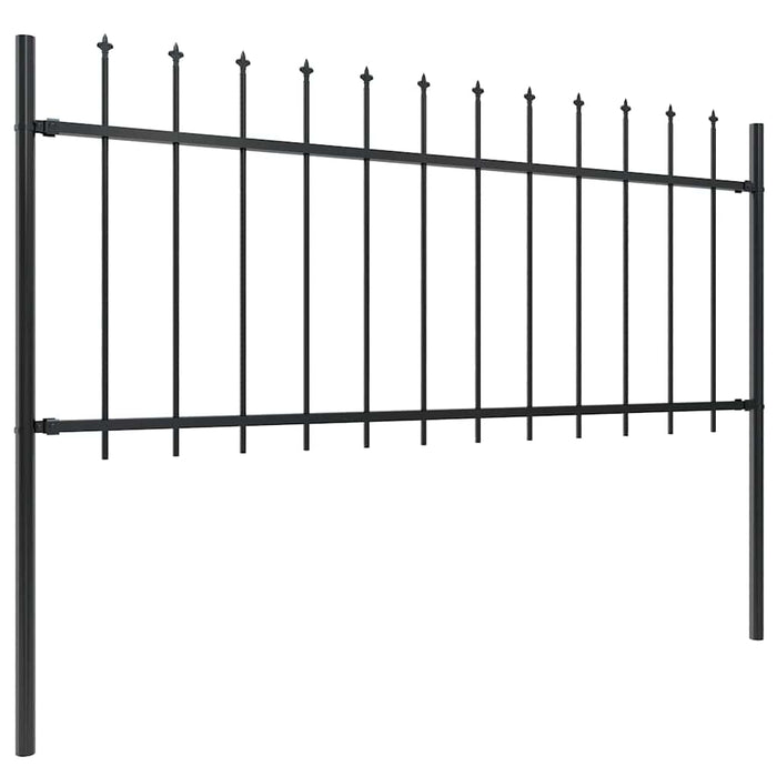 Gard de grădină cu vârf tip suliță din oțel, 359x80 cm, negru - WALTI WALTI