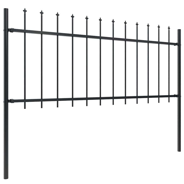 Gard de grădină cu vârf tip suliță din oțel 1070x80 cm, negru - WALTI WALTI