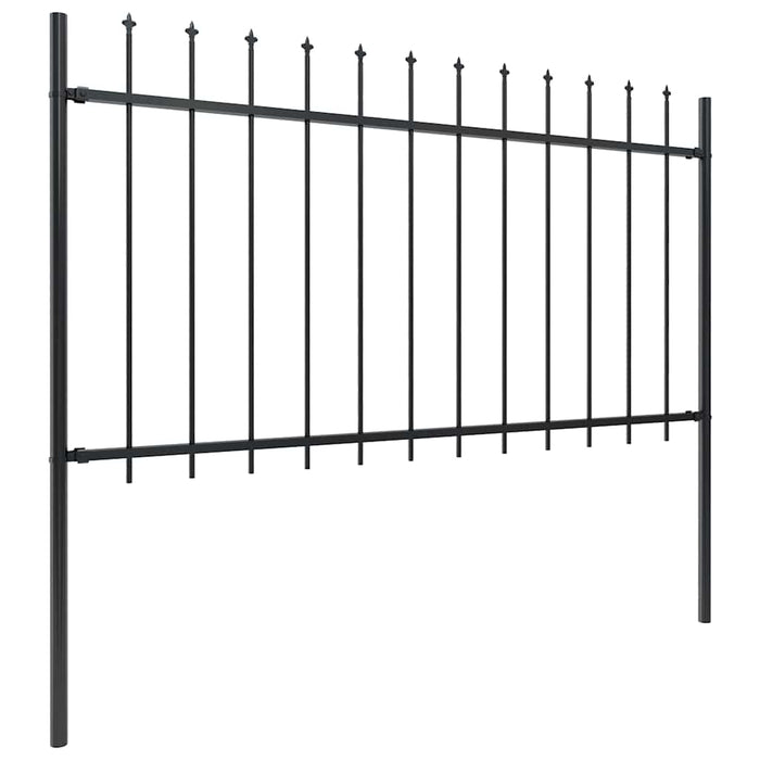 Gard de grădină cu vârf tip suliță din oțel 1070x100 cm, negru - WALTI WALTI