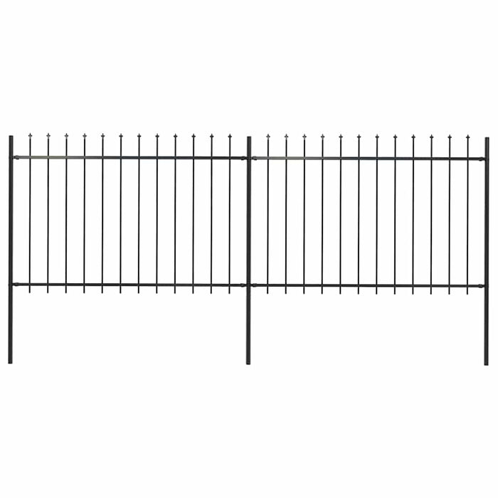 Gard de grădină cu vârf suliță, negru, 3,4 m, oțel - WALTI WALTI