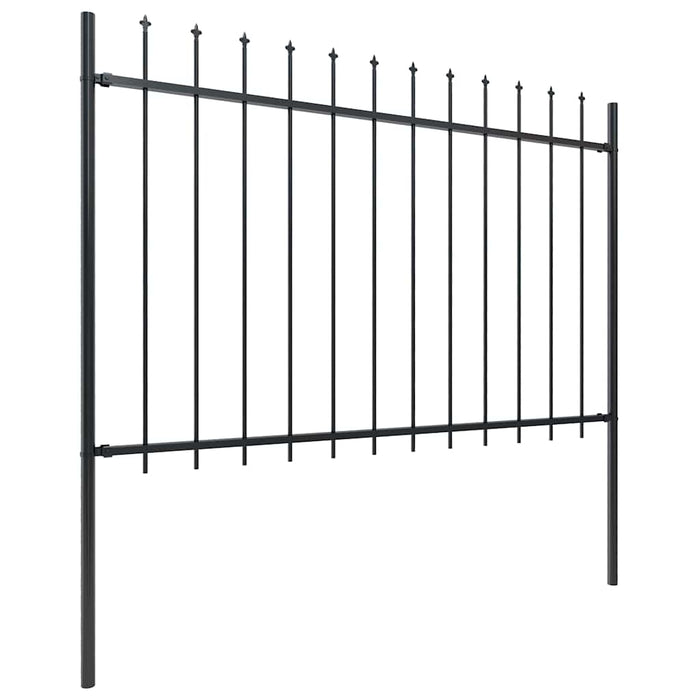 Gard de grădină cu vârf tip suliță din oțel 1070x120 cm, negru - WALTI WALTI