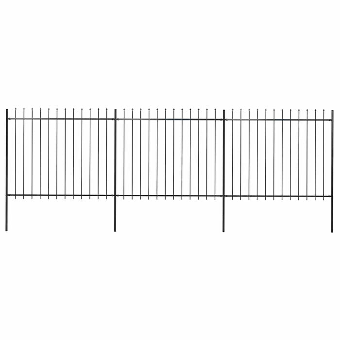 Gard de grădină cu vârf tip suliță, oțel, 537x150 cm, negru - WALTI WALTI