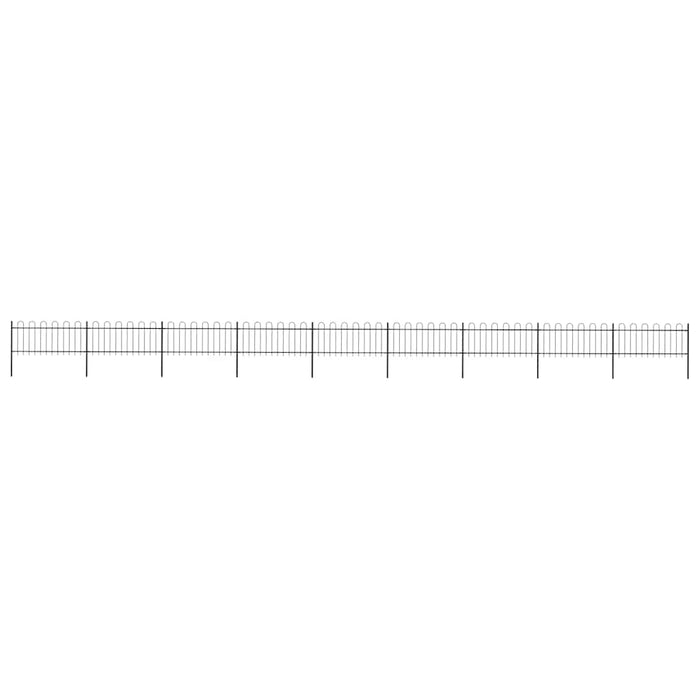 Gard de grădină cu vârf circular din oțel 1603,5x80 cm, negru - WALTI WALTI