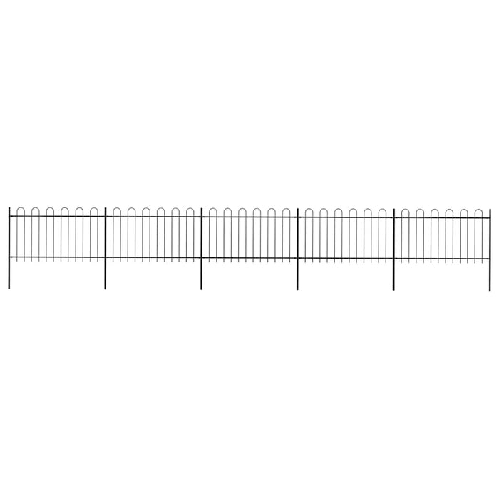 Gard de grădină cu vârf circular din oțel, 892,5 x 100 cm, negru - WALTI WALTI