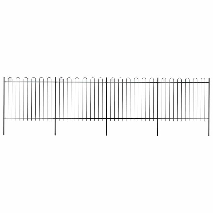 Gard de grădină cu vârf circular din oțel 714,5 x 150 cm, negru - WALTI WALTI