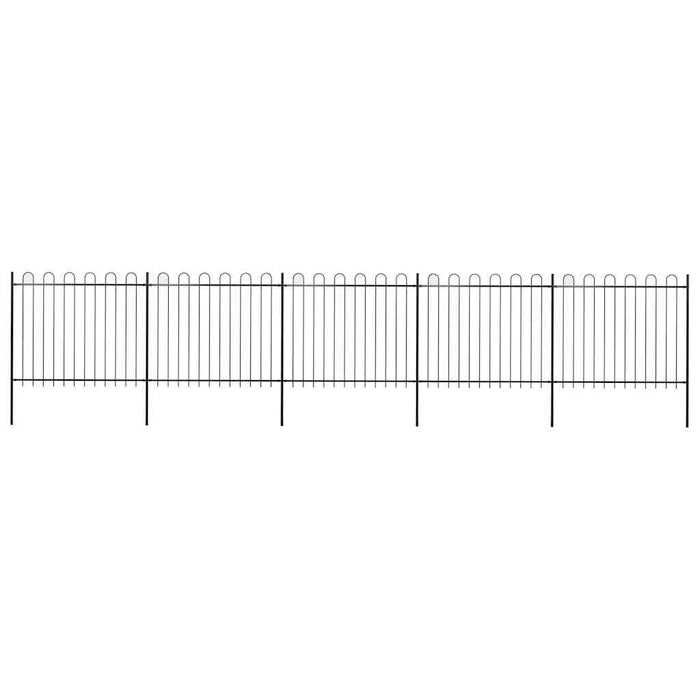 Gard de grădină cu vârf circular din oțel, 892,5 x 150 cm, negru - WALTI WALTI
