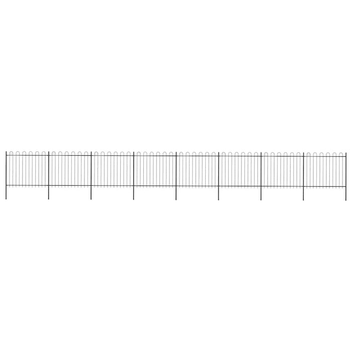 Gard de grădină cu vârf circular din oțel, 1426x150 cm, negru - WALTI WALTI