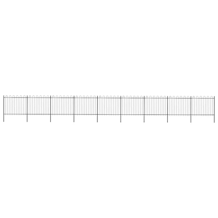 Gard de grădină cu vârf circular din oțel 1603,5x150 cm, negru - WALTI WALTI