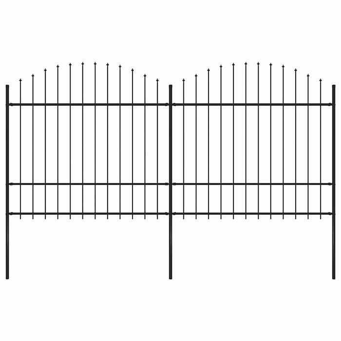Gard de grădină cu vârf tip suliță din oțel, 359x175 cm, negru - WALTI WALTI