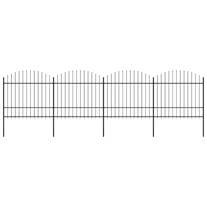 Gard de grădină cu vârf tip suliță din oțel 714,5x175 cm, negru - WALTI WALTI