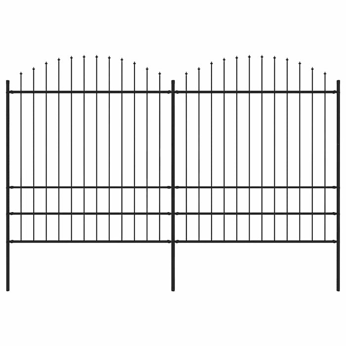 Gard de grădină cu vârf tip suliță din oțel, 359x200 cm, negru - WALTI WALTI