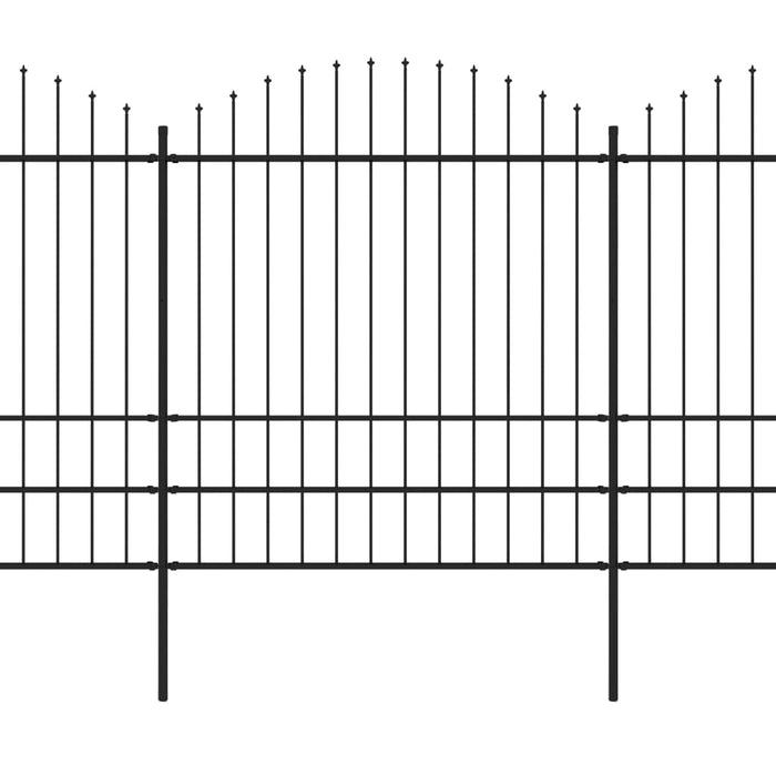 Gard de grădină cu vârf suliță, negru, 8,5 m, oțel - WALTI WALTI