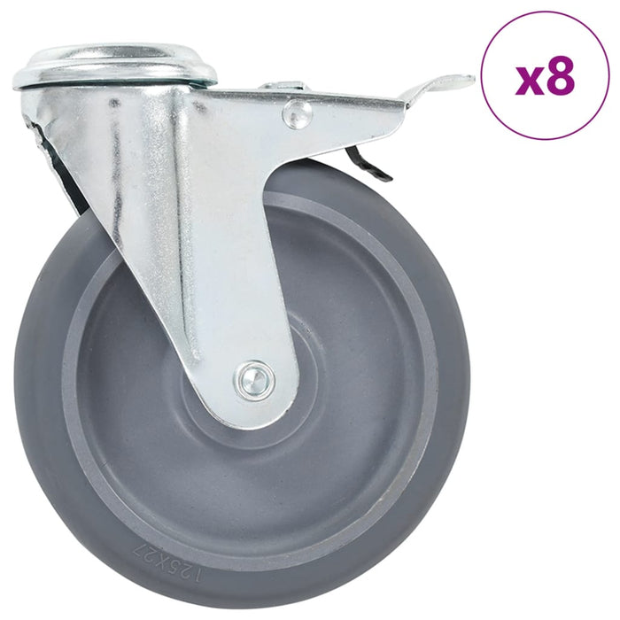 Roți pivotante cu gaură pentru șurub, 8 buc., 125 mm - WALTI WALTI