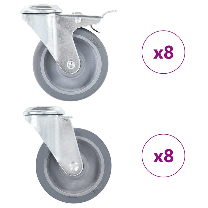 Roți pivotante cu gaură pentru șurub, 16 buc., 100 mm - WALTI WALTI