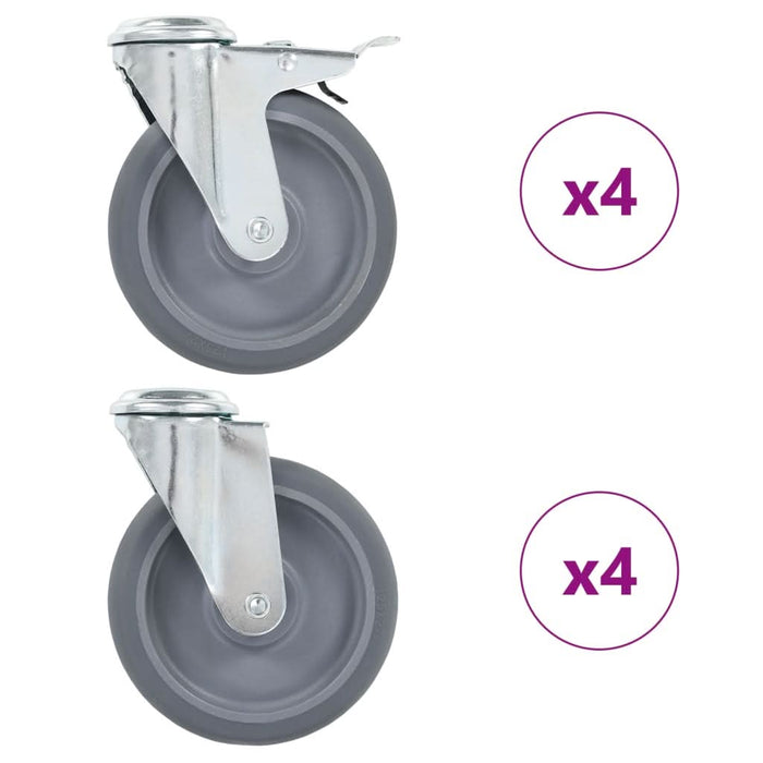 Roți pivotante cu gaură pentru șurub, 8 buc., 125 mm - WALTI WALTI