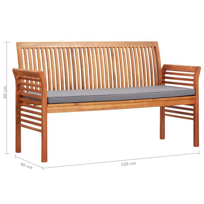 Bancă de grădină cu 3 locuri & pernă, 150 cm, lemn masiv acacia WALTI