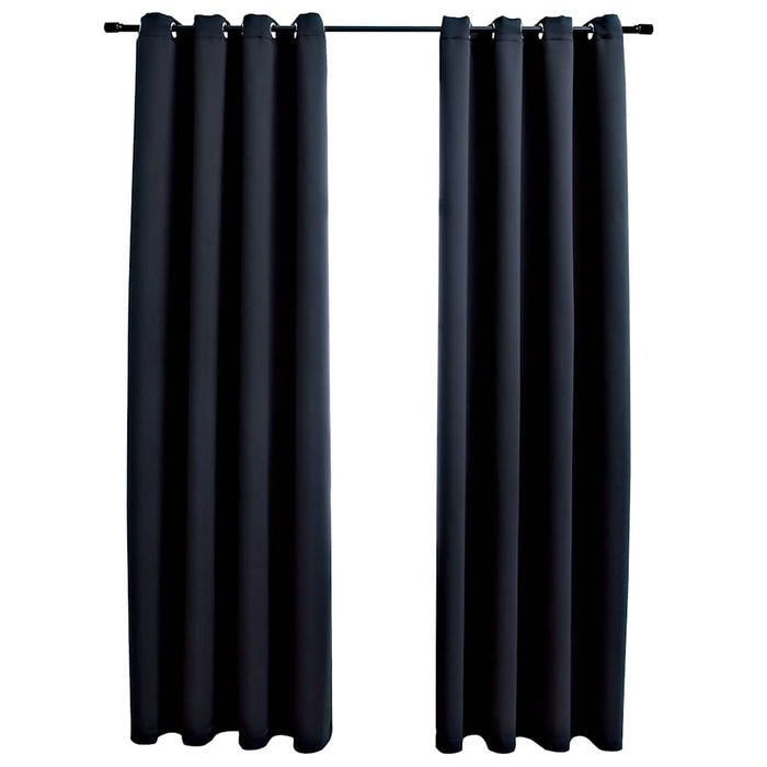 Draperii opace cu inele metalice, 2 buc., negru, 140 x 175 cm - WALTI WALTI