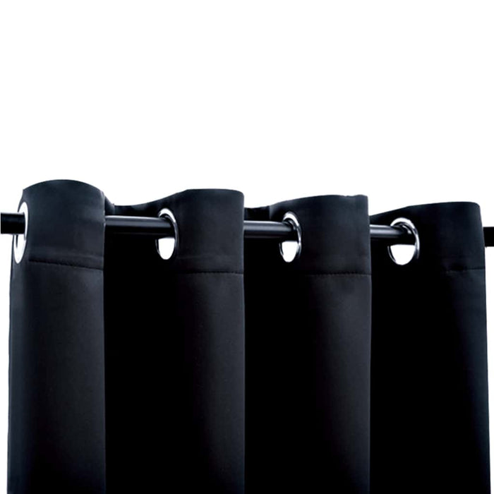 Draperii opace cu inele metalice, 2 buc., negru, 140 x 225 cm - WALTI WALTI