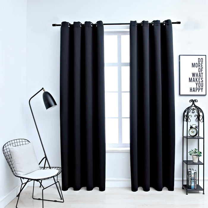 Draperii opace cu inele metalice, 2 buc., negru, 140 x 225 cm - WALTI WALTI