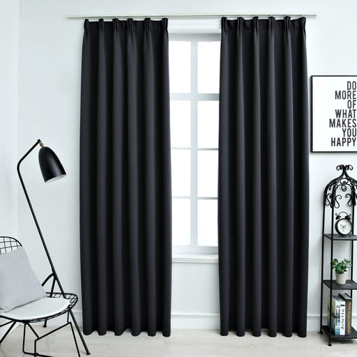 Draperii opace cu cârlige, 2 buc., negru, 140 x 225 cm - WALTI WALTI