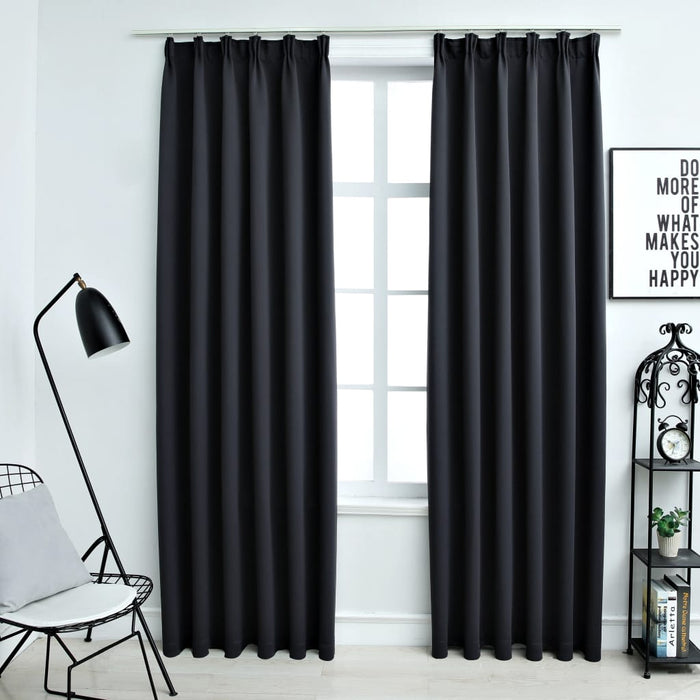 Draperii opace cu cârlige, 2 buc., negru, 140 x 225 cm - WALTI WALTI