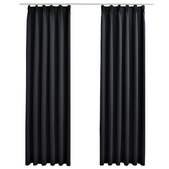 Draperii opace cu cârlige, 2 buc., negru, 140 x 245 cm - WALTI WALTI