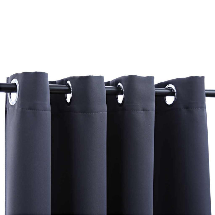 Draperii opace cu inele metalice, 2 buc, antracit, 140 x 225 cm - WALTI WALTI