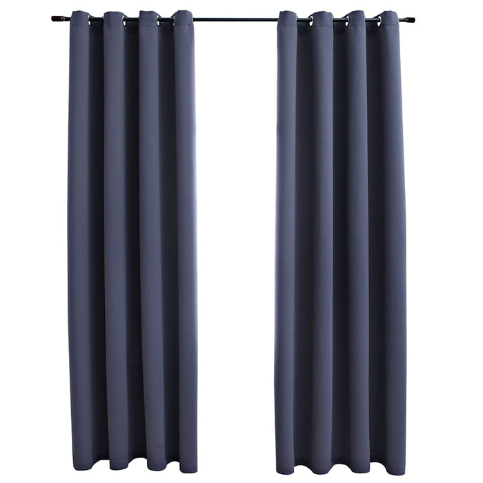 Draperii opace cu inele metalice 2 buc., antracit, 140 x 245 cm - WALTI WALTI