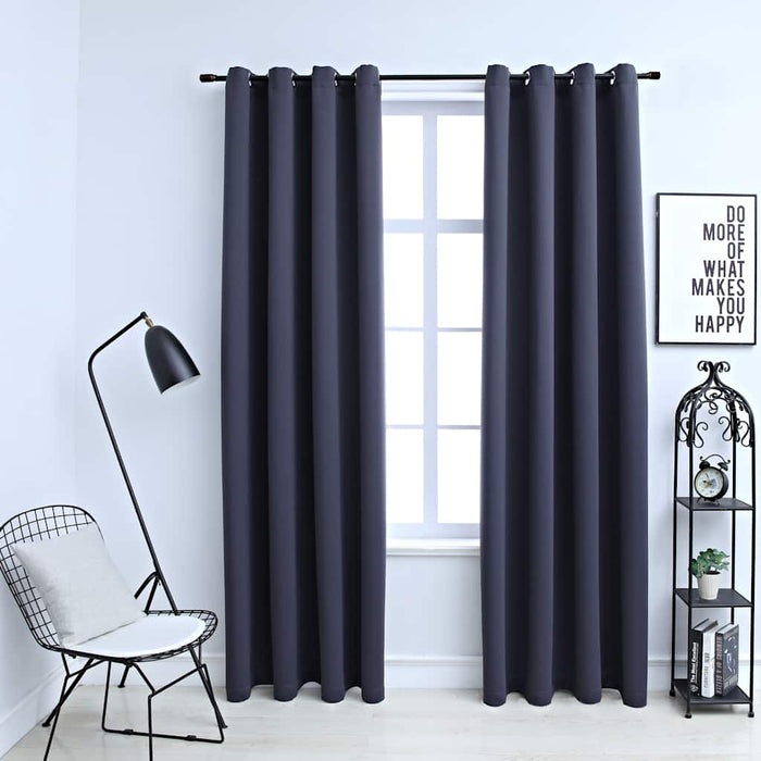 Draperii opace cu inele metalice 2 buc., antracit, 140 x 245 cm - WALTI WALTI