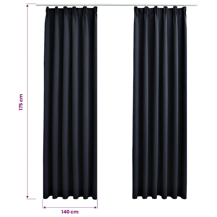 Draperii opace cu cârlige, 2 buc., antracit, 140 x 175 cm - WALTI WALTI
