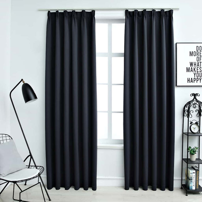 Draperii opace cu cârlige, 2 buc., antracit, 140 x 225 cm - WALTI WALTI