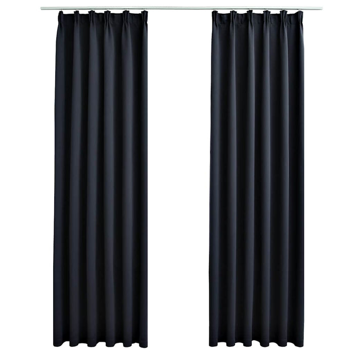 Draperii opace cu cârlige, 2 buc., antracit, 140 x 245 cm - WALTI WALTI