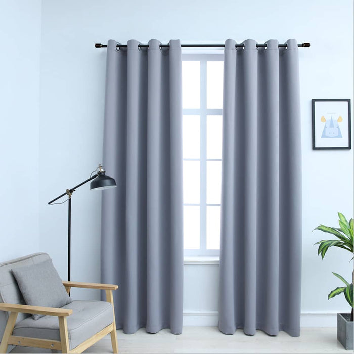 Draperii opace cu inele metalice, 2 buc., gri, 140 x 225 cm - WALTI WALTI