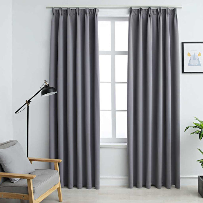 Draperii opace cu cârlige, 2 buc., gri, 140 x 225 cm - WALTI WALTI