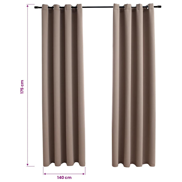 Draperii opace cu inele metalice, 2 buc, gri taupe, 140x175 cm - WALTI WALTI