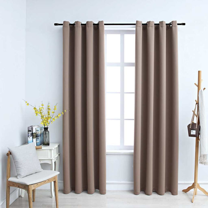 Draperii opace cu inele metalice, 2 buc., gri taupe, 140x245 cm - WALTI WALTI