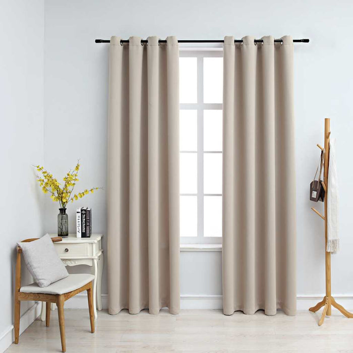 Draperii opace cu inele metalice, 2 buc., bej, 140 x 245 cm - WALTI WALTI